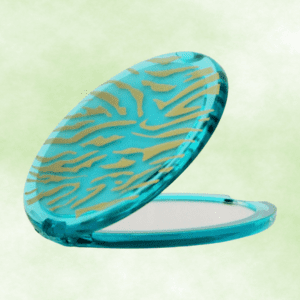 ESPEJO DOBLE AUMENTO PARA BOLSO COLOR AZUL/DORADO