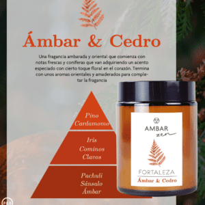VELA AROMÁTICA FORTALEZA ÁMBAR Y CEDRO