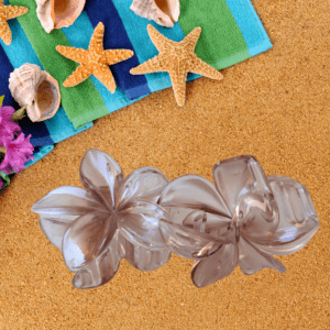 PINZA FLOR HAWAIANA TRANSPARENTE CAFÉ 8 CM