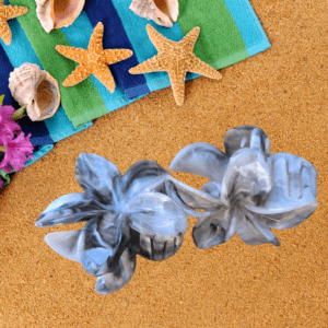 PINZA FLOR HAWAIANA NACARADA GRIS 8 CM