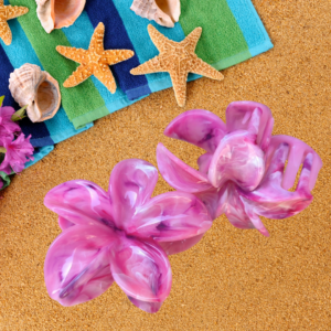 PINZA FLOR HAWAIANA NACARADA ROSA 8 CM