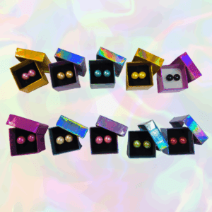 PENDIENTES TIPO PERLA DE BOTÓN 12 mm. COLORES VIBRANTES