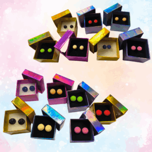 PENDIENTES TIPO PERLA REDONDA TEXTURIZADA 8 y 12 mm. VARIOS COLORES